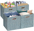Posprica Storage Boxes, Foldable Organiser Cube Basket Bin, Thick and Heavy Duty (28×28×28cm/4pcs, Teal) by Posprica