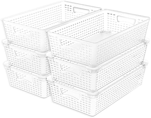 Simple Houseware Stackable Plastic Woven Basket Organizer, 6 Pack, Clear by SimpleHouseware