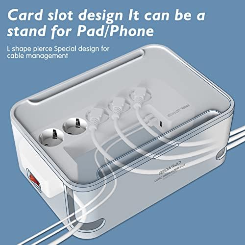 Power Strips with Cable Management Box, Surge Protector, White - Image 5