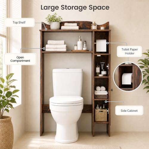 Giantex Over-The-Toilet Storage Cabinet with 1-Door Side Storage Cabinet - Image 6