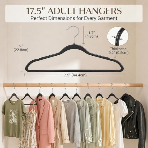 SMARTOR Plastic Hangers 100 Pack - Thin Hangers for Space Saving - Black - Image 5