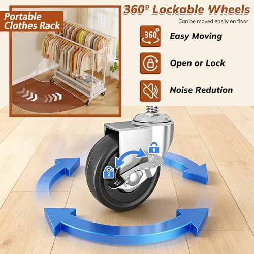 Clothes Rack 210 LBS Double Rods Extra Storage Basket - Image 6