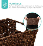 Best Choice Products Rustic Set Of 4 Multipurpose Stackable Seagrass Storage Basket, Handwoven Laundry Organizer Totes for Bedroom and Living Room, Shelves, Pantry w/Insert Handles - Brown - Image 4