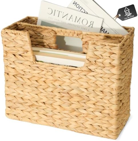 Chi An Home Wicker Magazine Basket Water Hyacinth Handwoven Magazine Holder by ChiAnHome
