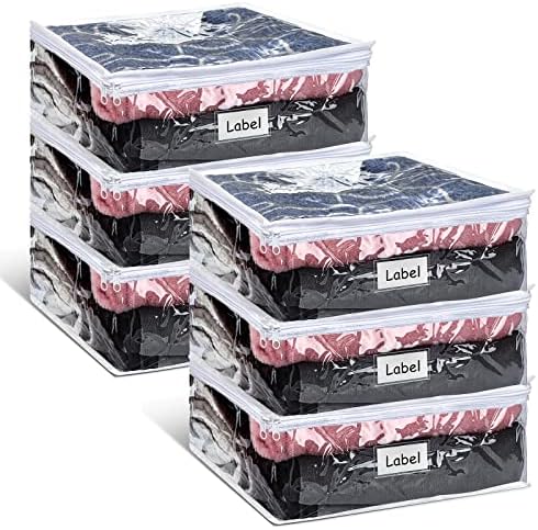 Hoolerry 6 Pcs Clear Plastic Clothes Storage Bags, 23.6 x 19.7 x 9.8 Inch by Hoolerry