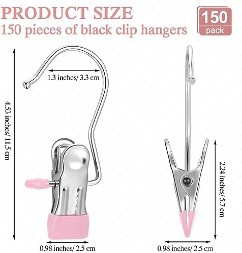 Yinder 150 Pcs Boot Hanger Clips Laundry Hooks Stainless Steel Hooks,Pink - Image 2