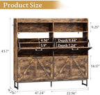 Wodeer Shoe Cabinet Storage for Entryway, Shoe Storage Cabinet with 4 Flip Drawers, Freestanding Narrow Shoe Rack Organizer with Metal Legs, Adjustable Shelves & Open Storage for Foyer, Hallway, Brown - Image 2