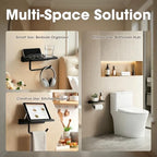 TRUSTMI Toilet Paper Holder with Shelf & Phone Stand, Matte Black - Image 4