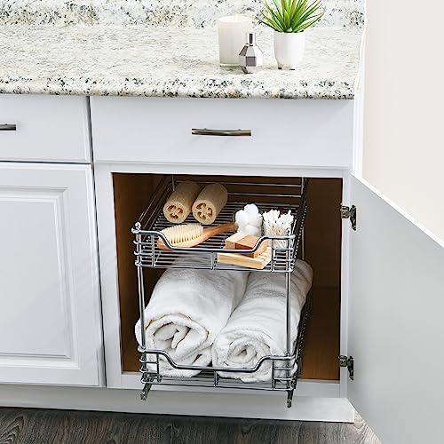 Household Essentials Chromed Steel 2-Tier Artisan Pull-Out Organizer - Image 3
