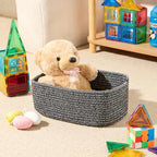 MiniArk Small Storage Baskets for Organizing | Closet Organizer Bins | Shelf Toy Basket | Woven Rope Baskets | Cube Decorative Box | Shallow Basket | 11.5x7.5x4.7” | 4 Packs Dark Gray - Image 4