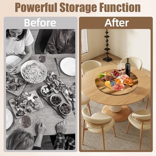 20'' Acacia Wooden Lazy Susan for Table Top,Large Lazy Susan for Dining Table,Table Turntable Storage,Extra Large Lazy Susans Organizer with Durable,Turning Turntable for Cabinet,Countertop or Pantry - Image 4
