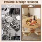 26'' Acacia Wooden Lazy Susan with 360 Rotation for Dining Table Top,Extra Large Wooden Serving Tray with Heavy Duty Rotating Wheel for Kitchen,Dining Table - Image 4