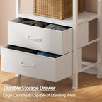 Furnulem 5-Tier Corner Shelf,Tall Narrow Bookshelf with Drawers,White - Image 6