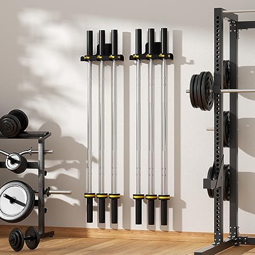 JNIHEEP Olympic Barbell Hanger,Garage Gym Bar Wall Rack,Vertical Barbell Mount Rack,Black Powder Coated,Space Saving Commercial or Home Gym Accessory,Holds Under 33mm Bar Size - Image 3