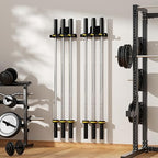 JNIHEEP Olympic Barbell Hanger,Garage Gym Bar Wall Rack,Vertical Barbell Mount Rack,Black Powder Coated,Space Saving Commercial or Home Gym Accessory,Holds Under 33mm Bar Size - Image 3