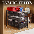 Simple Houseware Stackable 3 Tier Sliding Basket Organizer Drawer, Bronze - Image 3