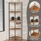 5 Tier Corner Shelf Stand, 44.1", Rustic Brown - Image 2
