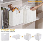 Vagusicc Wicker Storage Basket, Set of 2 Hand-Woven Storage Baskets for Organizing, White Foldable Cube Storage Bins Organizer, 9 x 9 Inch Square Wicker Storage Baskets for Shelves Pantry Decor - Image 3