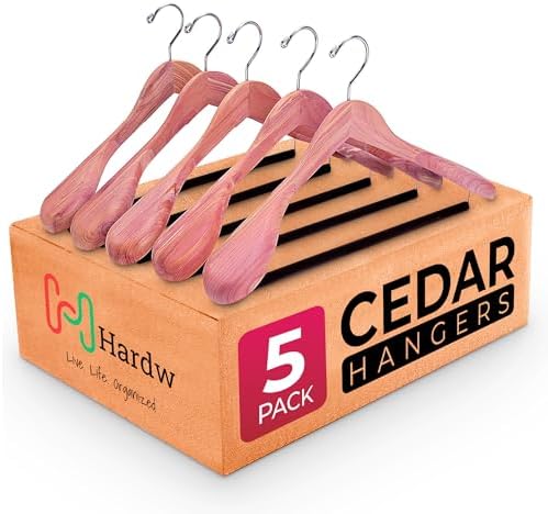 DEILSY™ Cedar Hangers 5 Pack Wide Shoulder Suit Hangers for Men by Deilsy