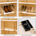 9-Tier Tall Foldable Shoe Rack Set 2 with Wheels, Fits 18 Pairs - Image 3