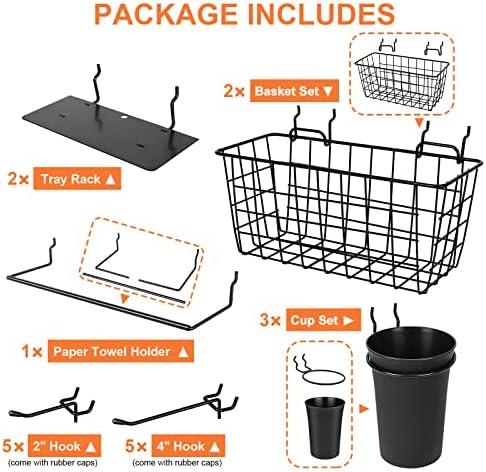 Pegboard Organizer Accessories 18 Pack, Peg Board Hooks Assortment (Black) - Image 3