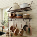 KES 30-Inch Oiled Bronze Pot Rack Wall Mounted, 100 Lbs Capacity, 12 Hooks by KES