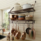 KES 30-Inch Oiled Bronze Pot Rack Wall Mounted, 100 Lbs Capacity, 12 Hooks by KES
