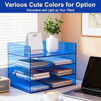 Gelite Acrylic File Organizer for Desk 4 Tiered Stackable Letter Tray Office Paper Storage Desktop Document Sorter, Blue - Image 5