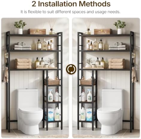 Over The Toilet Storage with Side Rack, 6-Tier Bathroom Organizer Shelf - Image 5