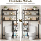 Over The Toilet Storage with Side Rack, 6-Tier Bathroom Organizer Shelf - Image 5