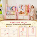 Kids Clothing Rack 2 Tier Baby Closet Pink Toddler Dress up Racks - Image 3