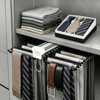 Pull Out Closet Valet Rods, Slide Out Steel Pants Rack Sliding Trouser Rack by kunghei