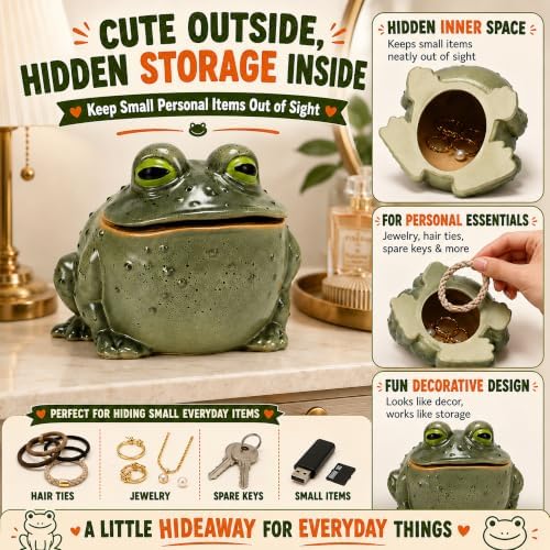 Funny Frog Toilet Paper Holder, Whimsical Toad Tissue Box in Resin for Kitchen, Bathroom, or Bedroom, Creative Animal Toilet Roll Dispenser (Single Frog Holder) - Image 3