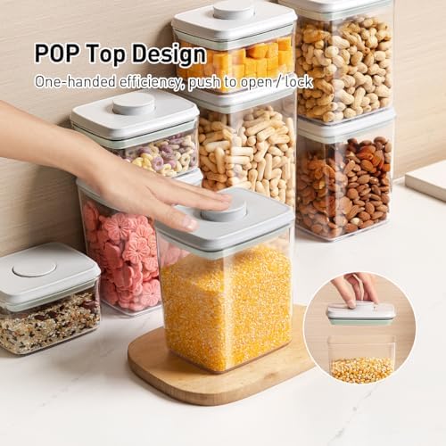 Airtight Food Storage Containers,1.3Qt 3Pcs Pop Food Containers with Lids, Stackable One Button Opening Kitchen Pantry Organizers and Storage, BPA-Free Food Containers Set for Snacks Candy Spices - Image 2