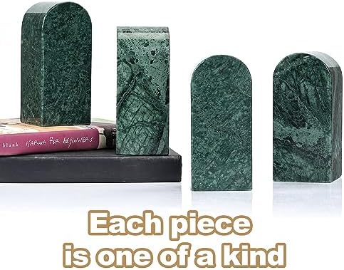 Koville Indian Natural Marble Bookends for Shelves, Decorative Book Ends, 7lbs Heavy-Duty Marble Book Holders, Bookshelf Apartment Decor for Normal Books/CD/Video Games(Indian Green) - Image 6