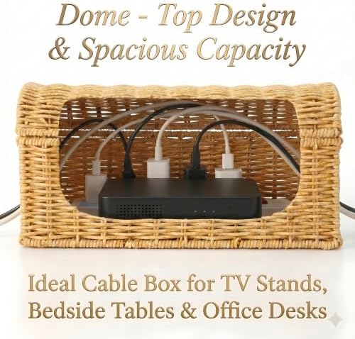 Large Rattan Cable Management Box, Decorative Large Power Strip and TV Box - Image 4