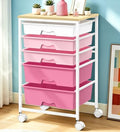 SUNALLY Rolling Carts With 5 Drawers, Storage Drawer Carts for Craft, Pink by SUNALLY