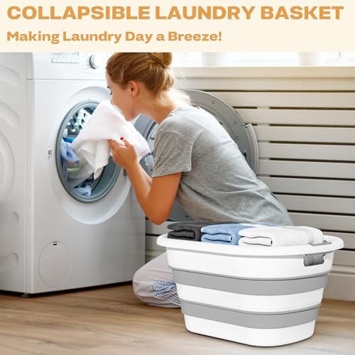 43L(11.5Gallon) Collapsible Laundry Baskets Plastic (Grey, 2 Packs) - Image 3