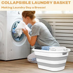 43L(11.5Gallon) Collapsible Laundry Baskets Plastic (Grey, 2 Packs) - Image 3