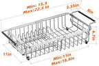 Expandable Dish Drying Rack in Sink,Stainless Steel Over The Sink Dish Drainer Drying Rack for Kitchen Counter,with Utensil Holder,Silver - Image 3