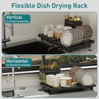 Buruis Stainless Steel Dish Drying Rack with Drainage System, Black - Image 6