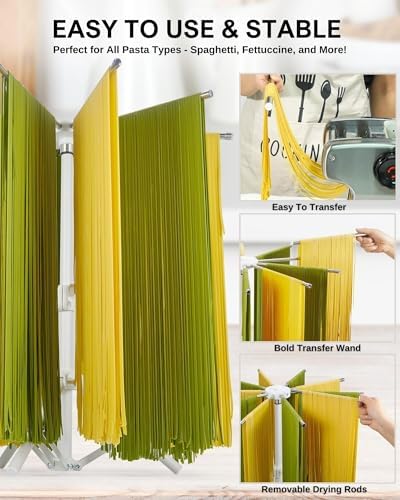 Pasta Drying Rack Collapsible, Large Noodle Dryer Foldable - Image 3