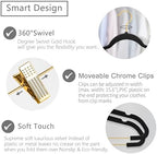 MIZGI Premium Velvet Pants Hangers with Adjustable Clips (Pack of 20) Slim Skirt Hangers- Non Slip Felt Outfit Dress Hangers Black - Gold Hooks,Space Saving Shirt Clothes Hangers - Image 2