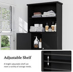 Over The Toilet Storage Cabinet for Bathroom, Storage Organizer Over Toilet, Space Saver W/Adjustable Shelf & Open Shelves, 75in, Black - Image 5