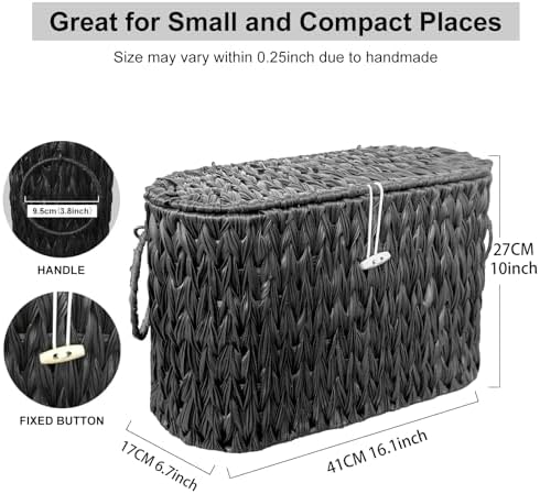 Coeusy Toilet Paper Basket with Lid, Wicker Basket for Bathroom Organizer - Image 3