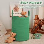 JMvicyroam 100L Cotton Rope Laundry Basket Hamper, Dark Green - Image 2