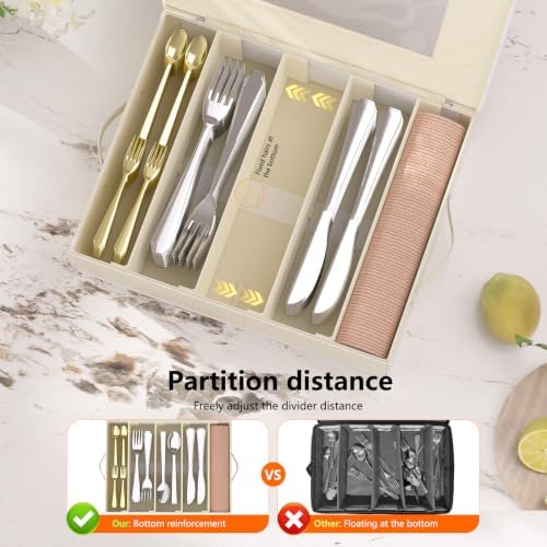 Silverware Storage Box, 5-Compartment Flatware Organizer, 2-Pack - Image 2