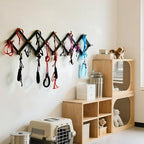 SKOLOO Accordion Wall Hanger with 16 Hooks, Modern Expandable Coat Rack Hat Rack for Wall, Solid Wooden, Natural on Black - Image 4