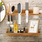 MRPAPA Hair Tool Organizer Wall Mount 2 Layer Wooden Blow Dryer Holder by MRPAPAMakeLifemoreEasy