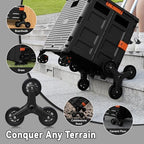 Foldable Utility Cart with Stair Climbing Wheels,Collapsible Rolling Crate with Magnetic Lid Telescopic Cover,Adjustable Telescoping Handle,360° Rotate Wheel Hand Cart for Teacher Shopping Moving - Image 3